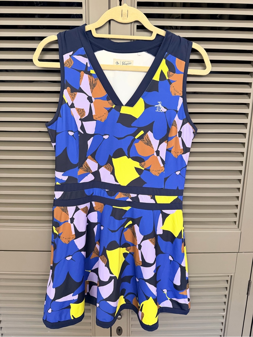 Original Penguin Blue Multi Floral V‑Neck Sleeveless Dress